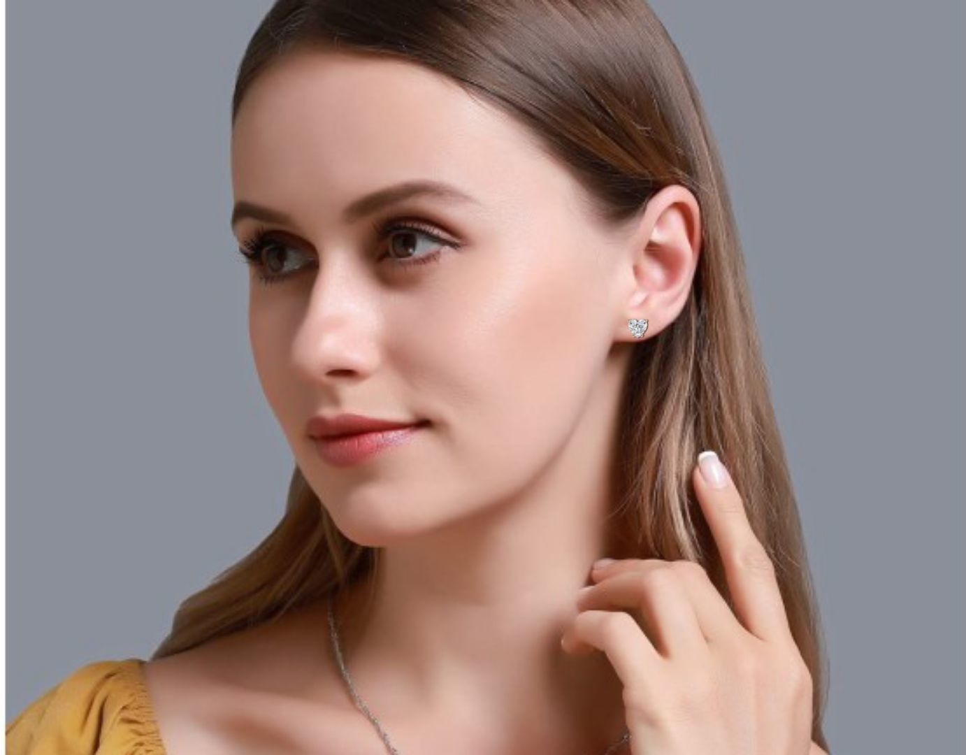 Diamond Studs Earrings 360 animation renders 3dm stl details 3D print model_1