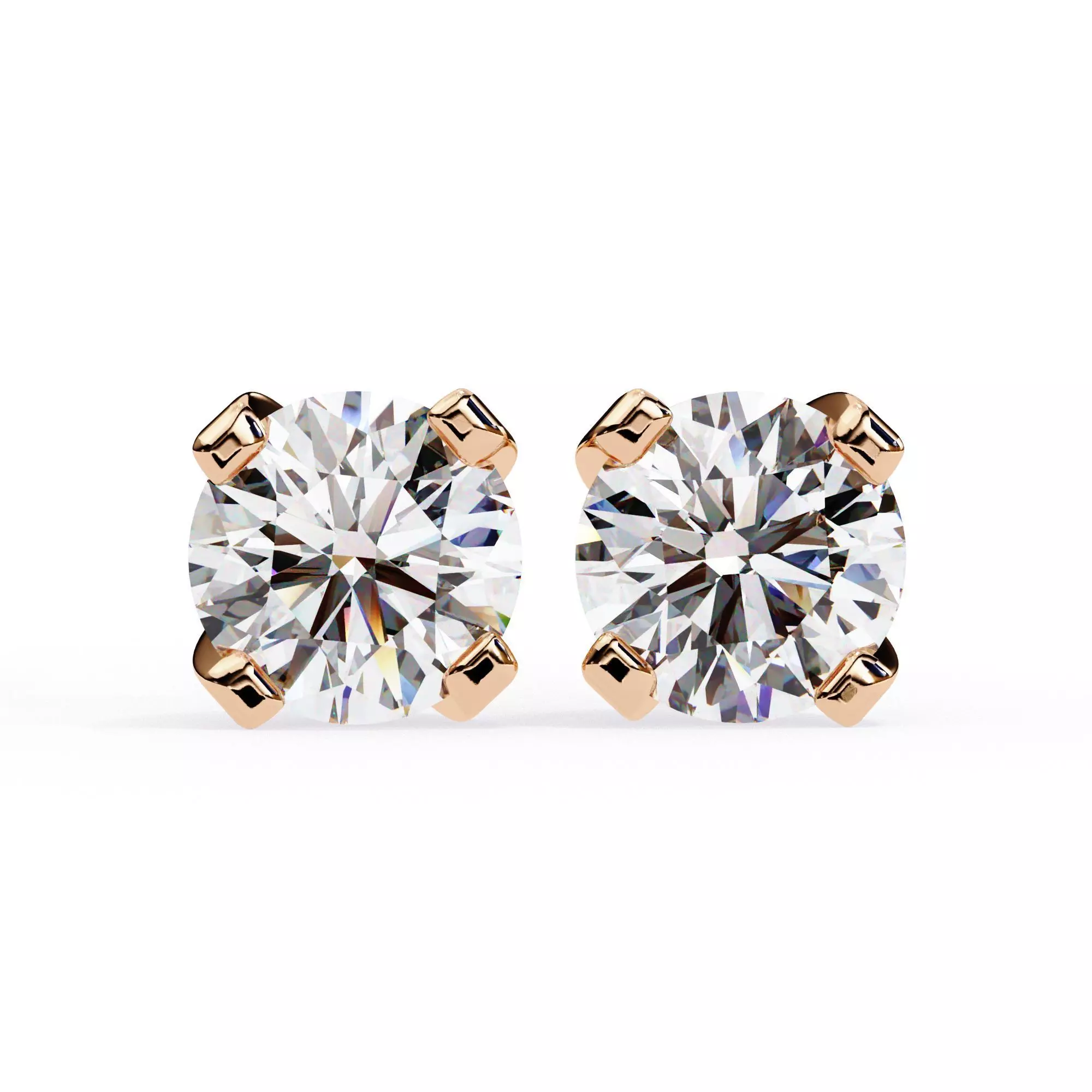 Diamond Studs Earrings 360 animation renders 3dm stl details 3D print model_0