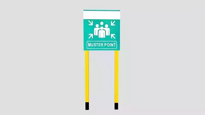 Muster point sign board Low-poly 3D model