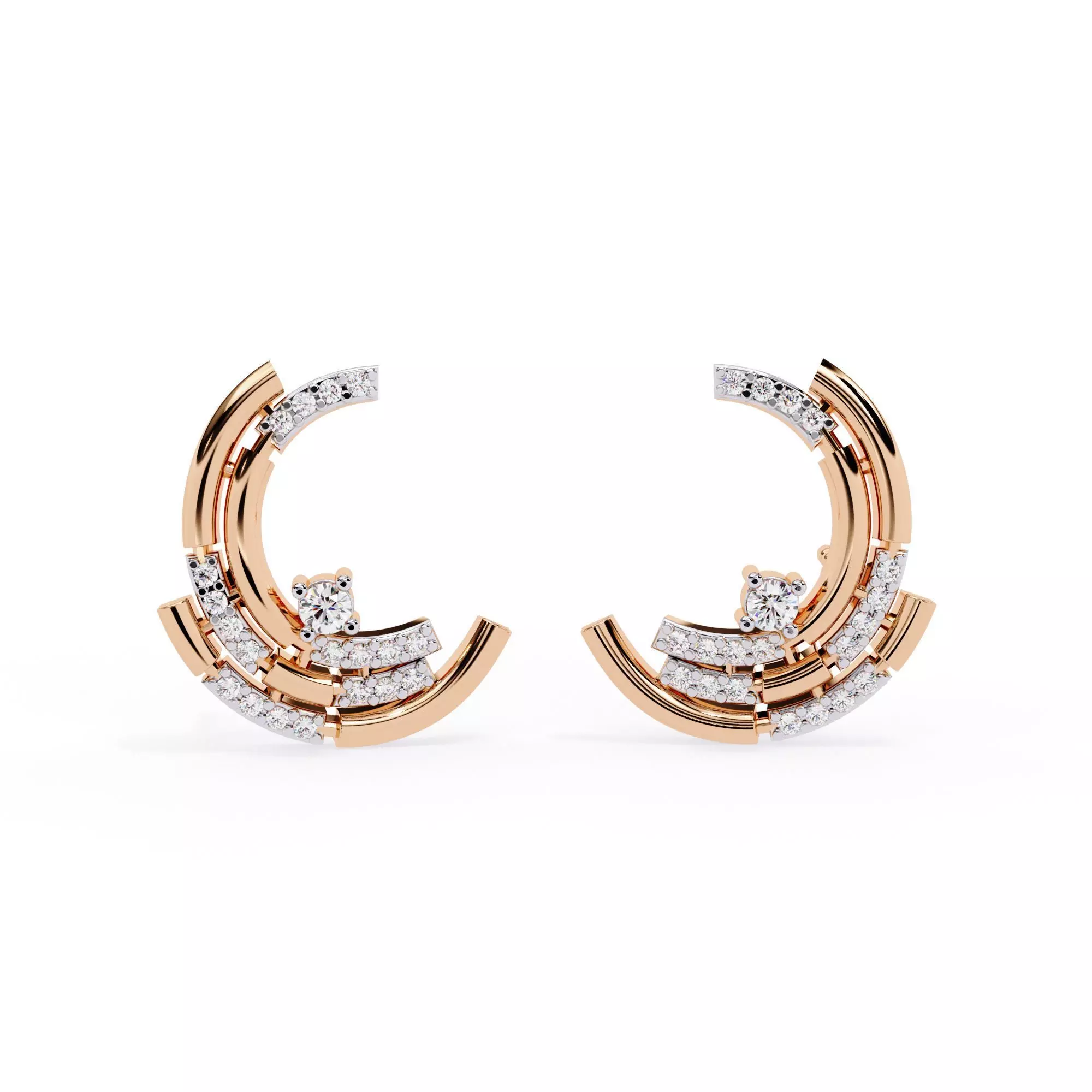Diamond Studs Earrings 360 animation renders 3dm stl details 3D print model