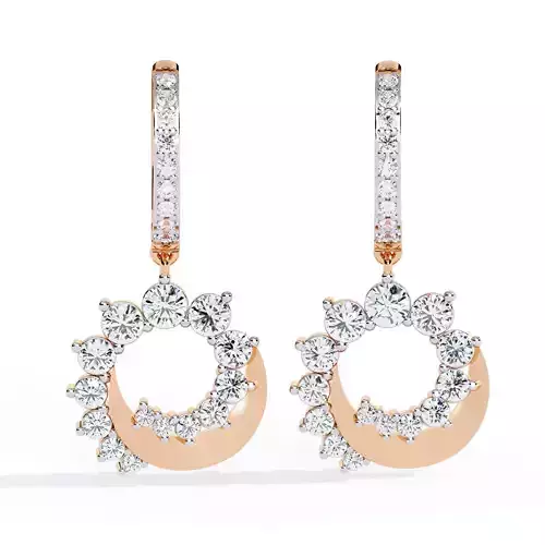 Diamond Huggies Earrings 360 animation renders 3dm stl details 3D print model