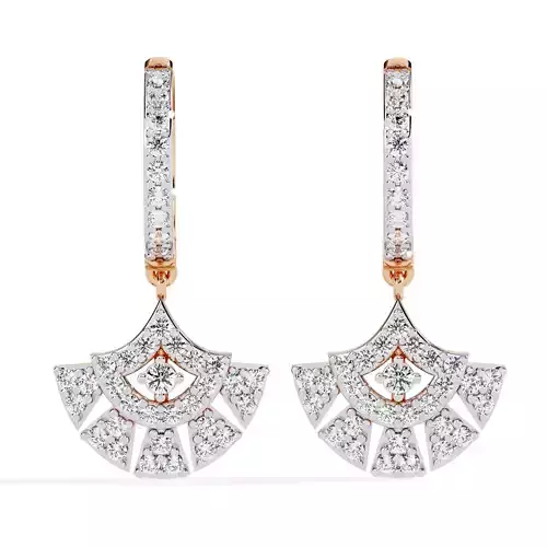 Diamond Huggies Earrings 360 animation renders 3dm stl details 3D print model