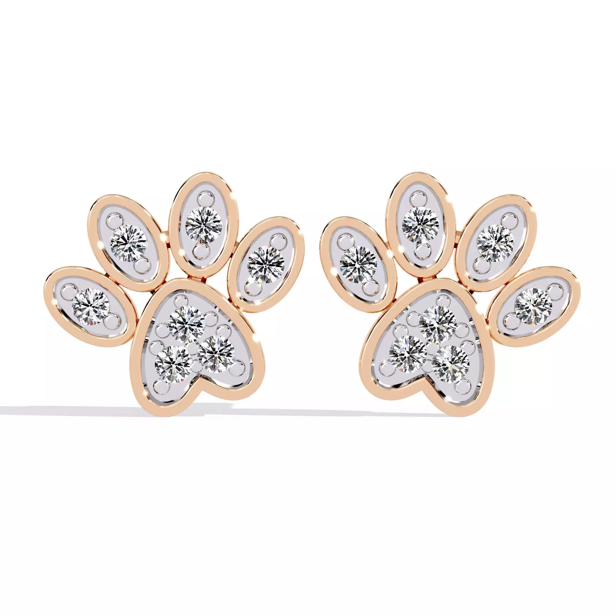 Diamond Studs Earrings 360 animation renders 3dm stl details 3D print model