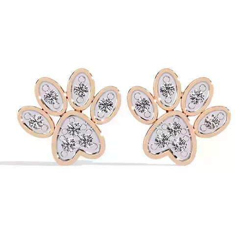 Diamond Studs Earrings 360 animation renders 3dm stl details