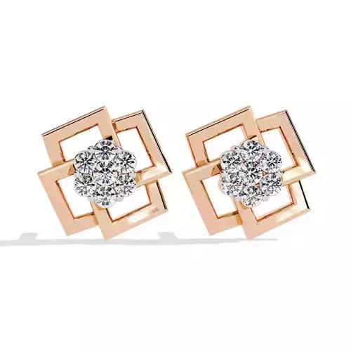 Diamond Studs Earrings 360 animation renders 3dm stl details
