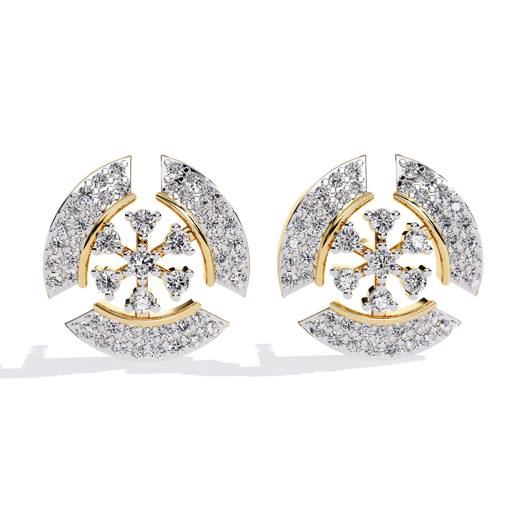 Diamond Studs Earrings 360 animation renders 3dm stl details 3D print model_1