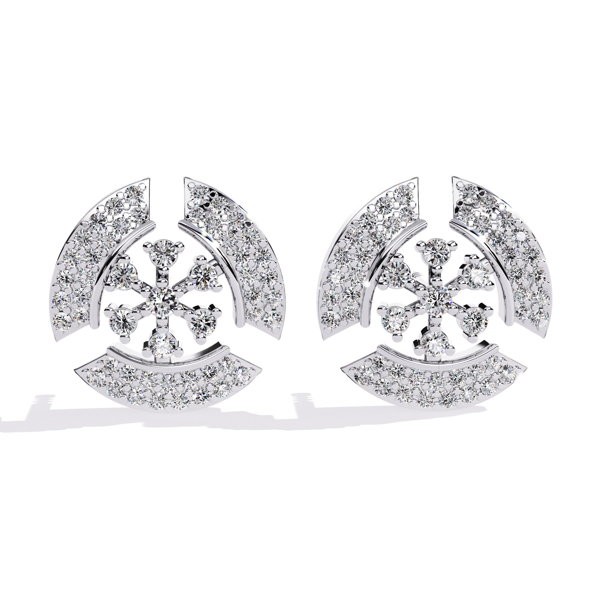 Diamond Studs Earrings 360 animation renders 3dm stl details 3D print model_2