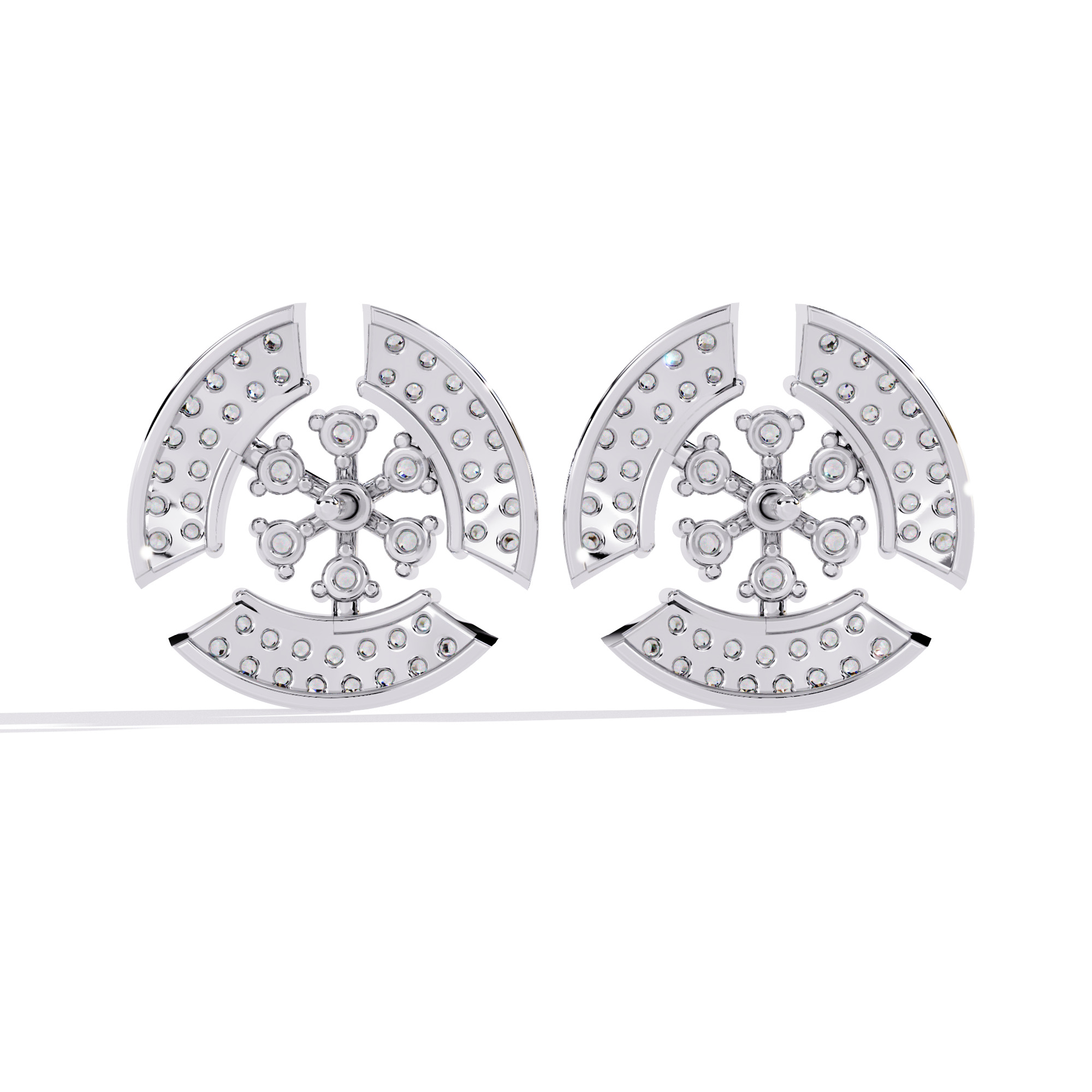 Diamond Studs Earrings 360 animation renders 3dm stl details 3D print model_9