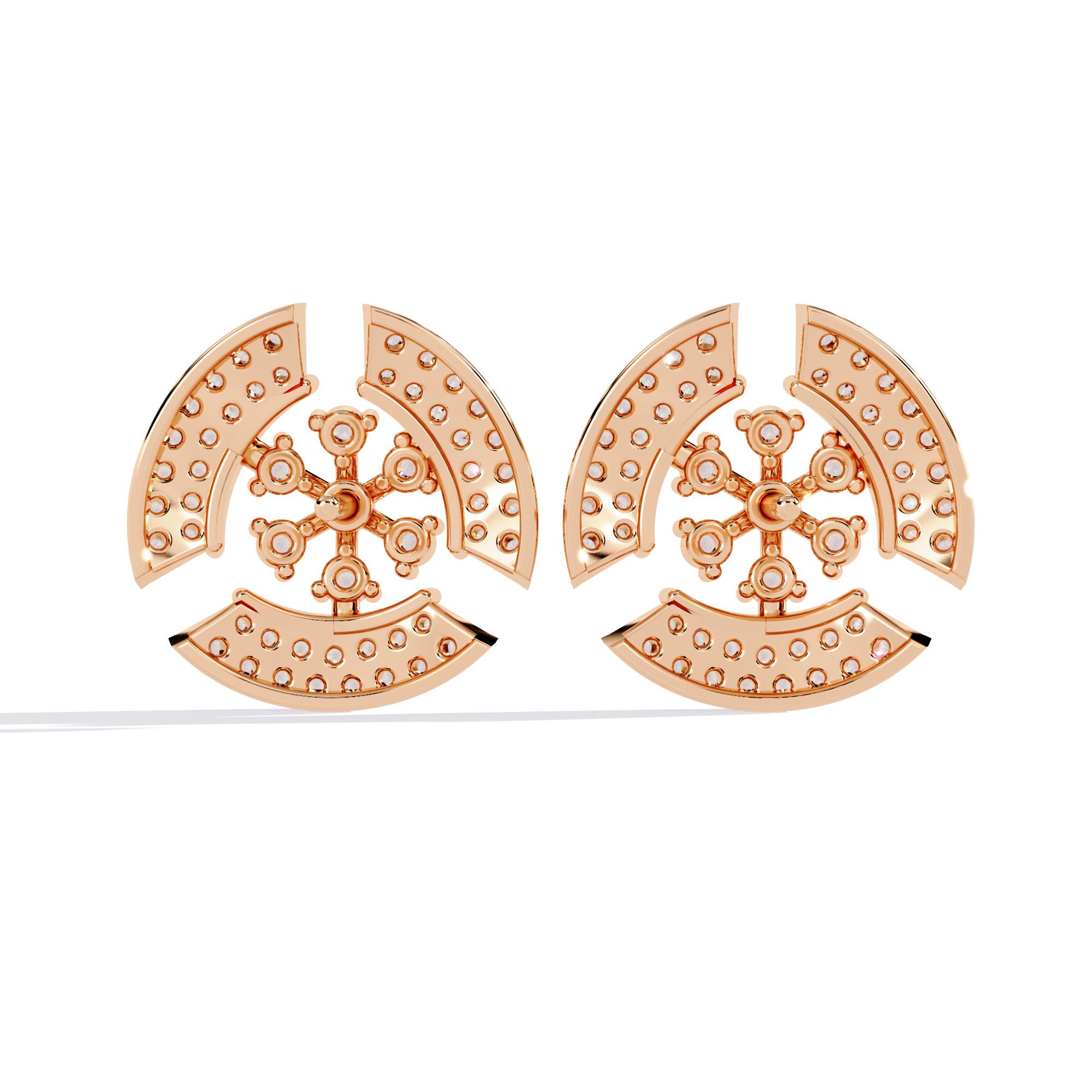 Diamond Studs Earrings 360 animation renders 3dm stl details 3D print model_10