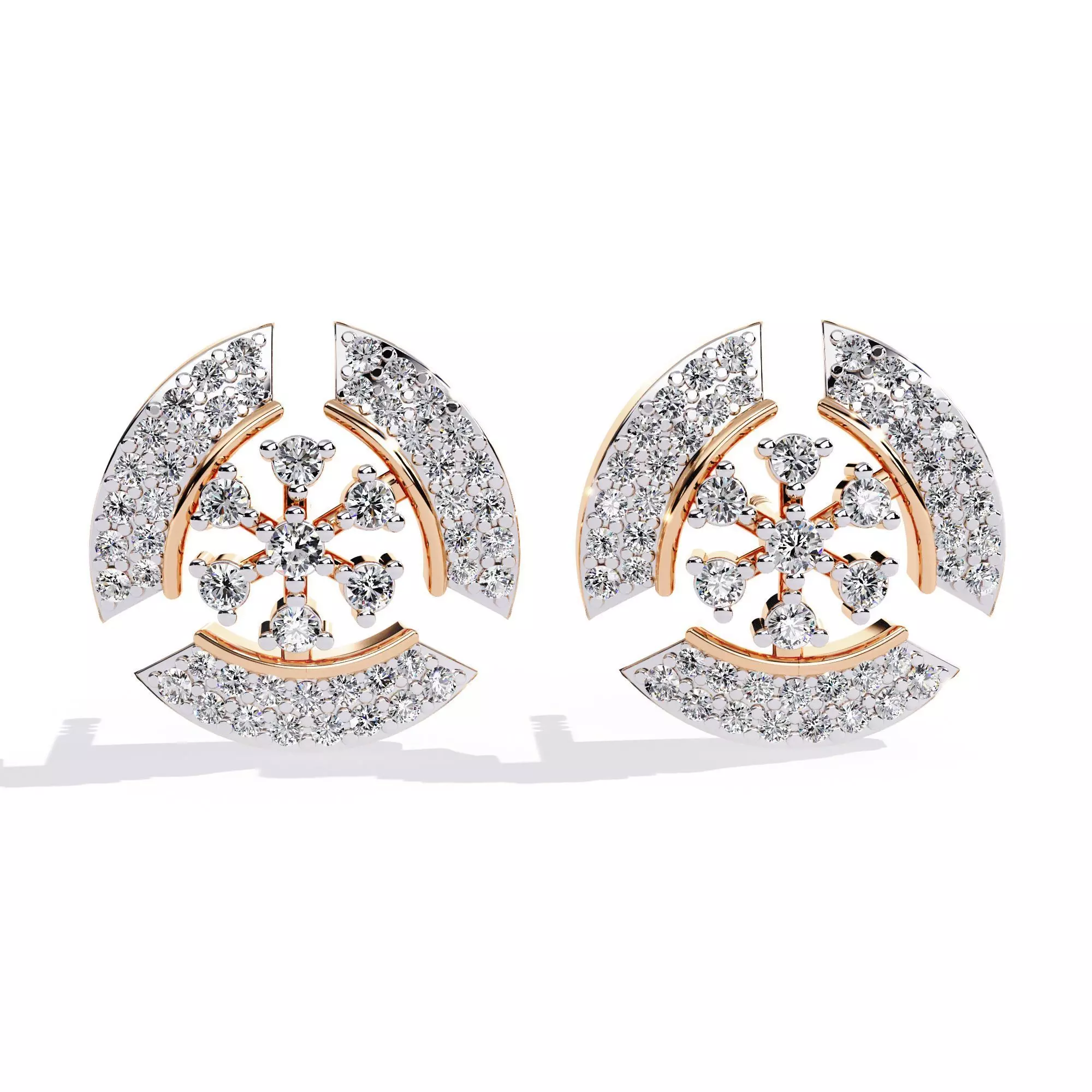 Diamond Studs Earrings 360 animation renders 3dm stl details 3D print model_0