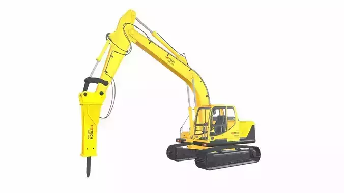 Jack Hammer Arm Low-poly 3D model