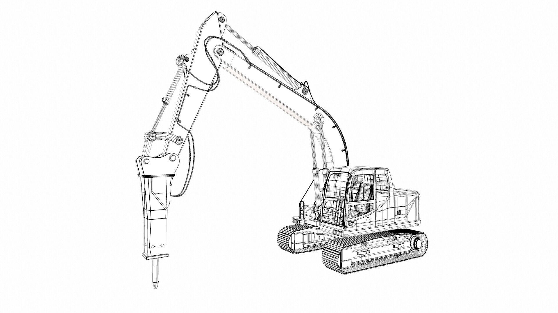 Jack Hammer Arm Low-poly 3D model_12