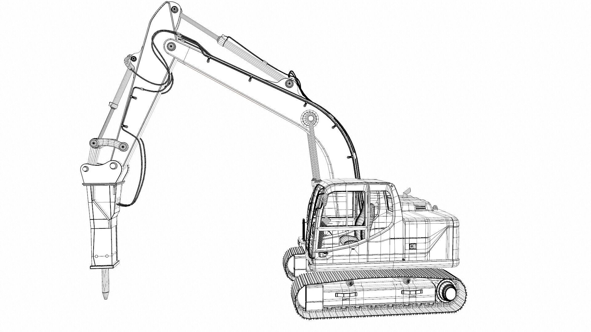 Jack Hammer Arm Low-poly 3D model_11