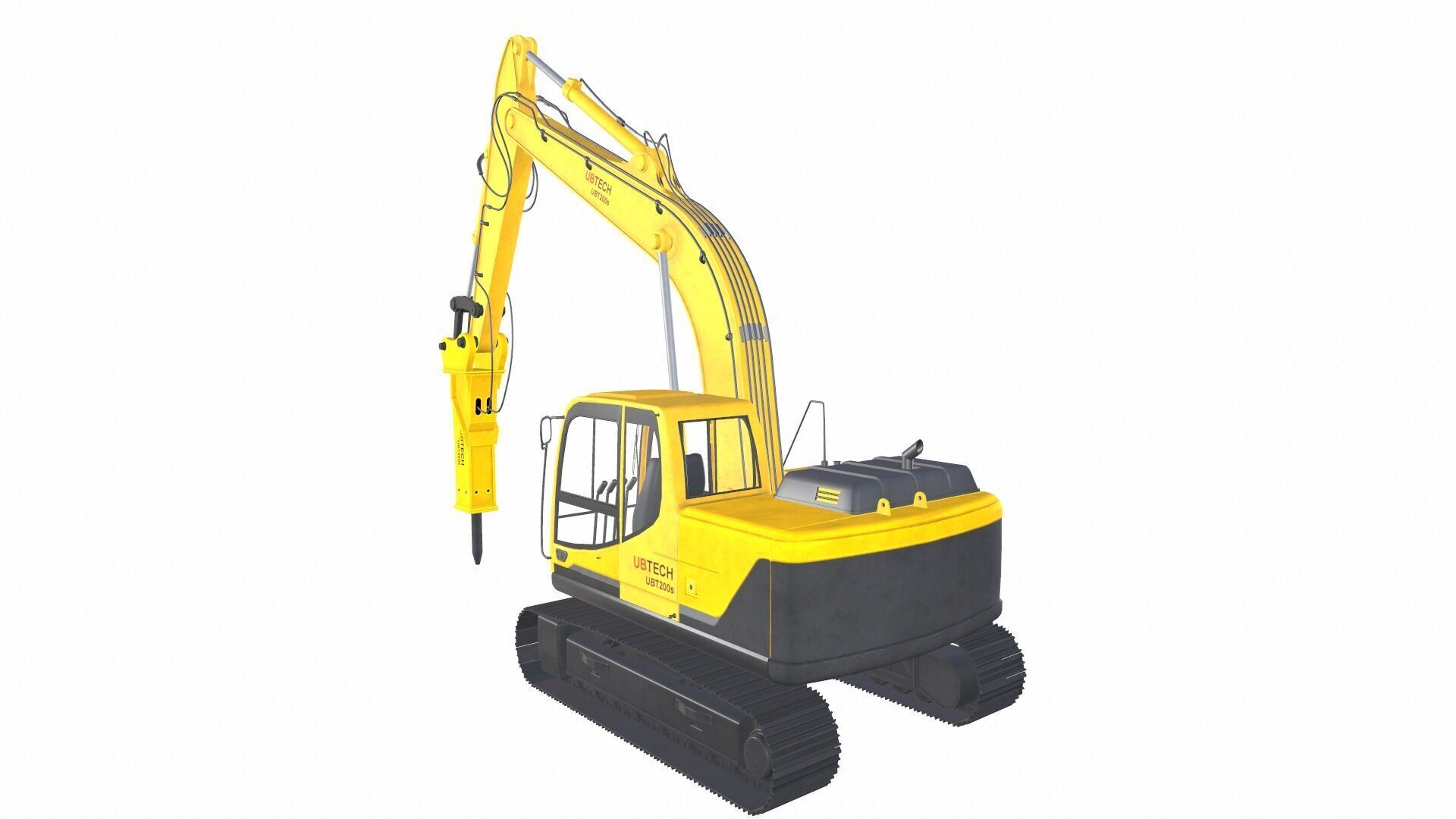 Jack Hammer Arm Low-poly 3D model_9