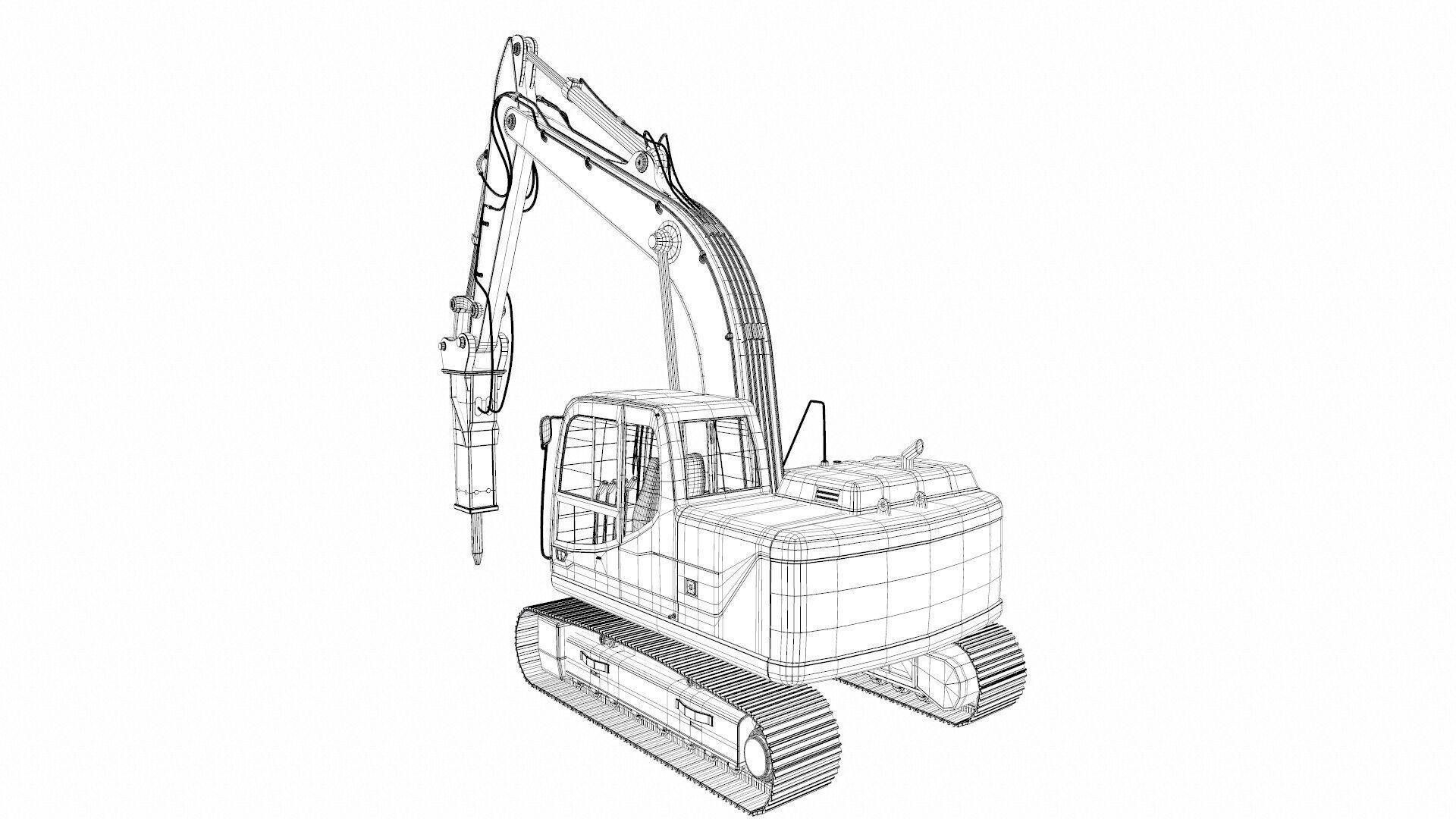 Jack Hammer Arm Low-poly 3D model_10