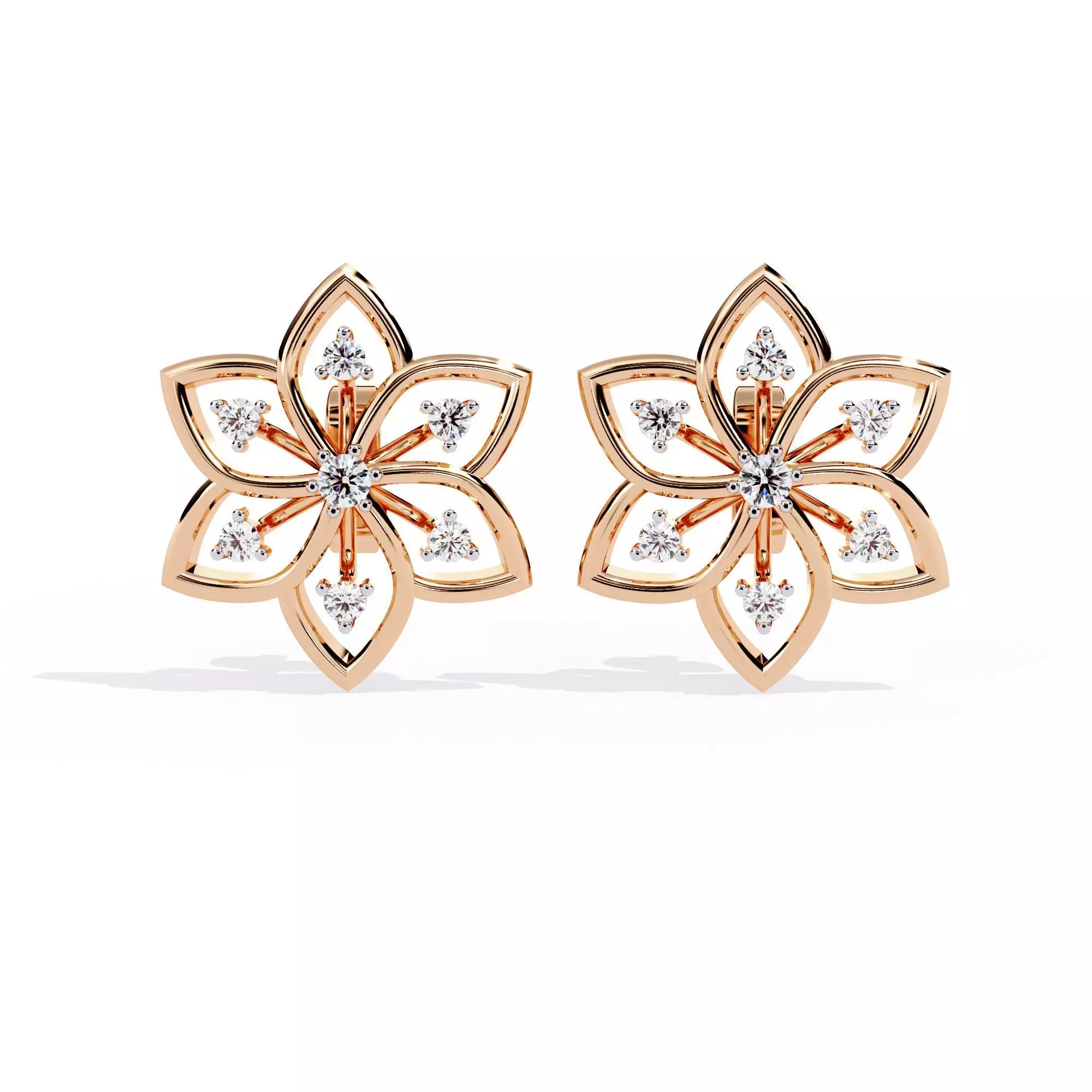 Diamond Studs Earrings 360 animation renders 3dm stl details 3D print model