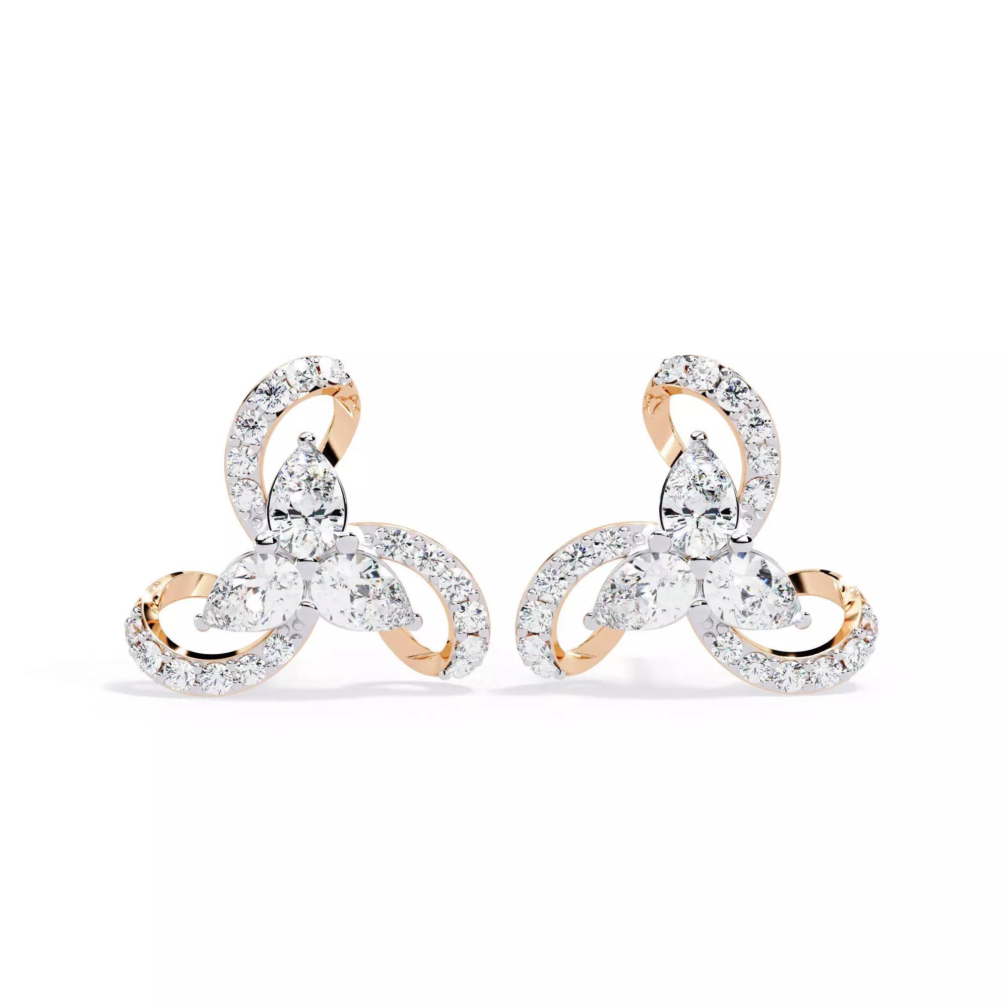 Diamond Studs Earrings 360 animation renders 3dm stl details 3D print model