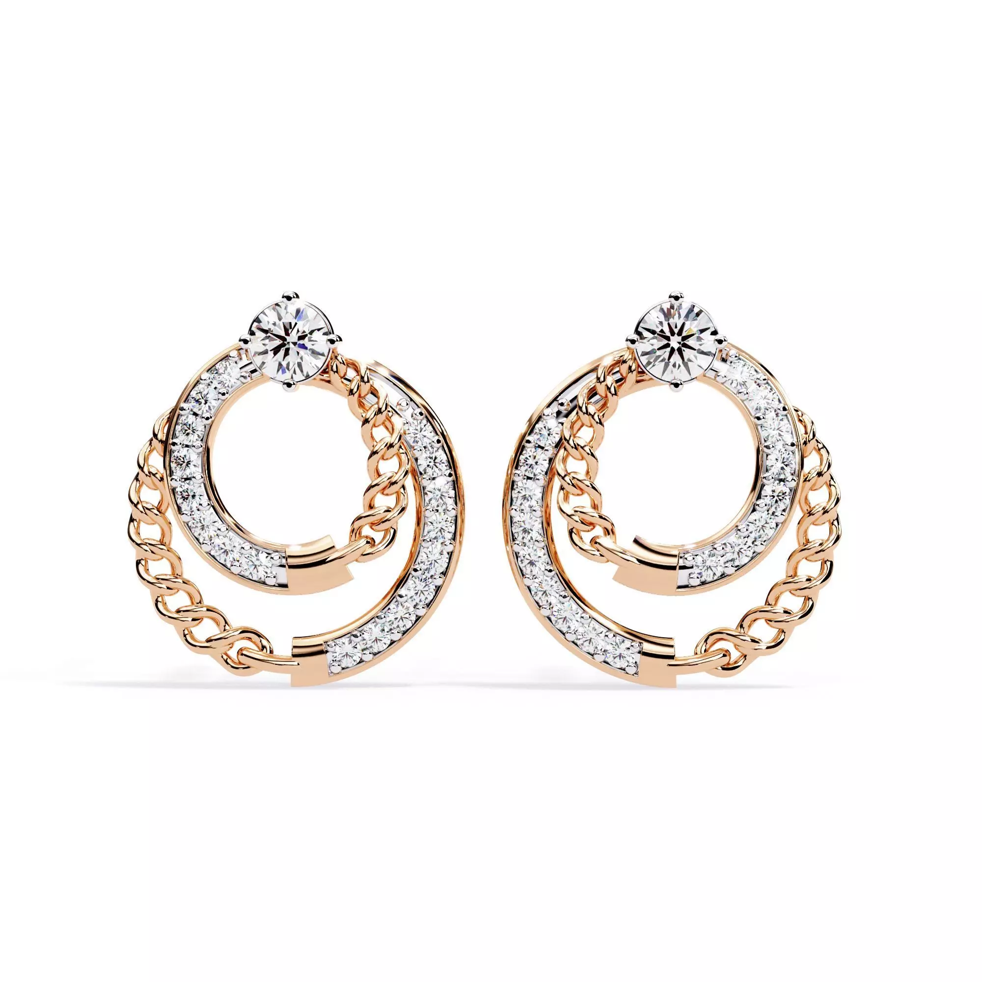 Diamond Studs Earrings 360 animation renders 3dm stl details 3D print model