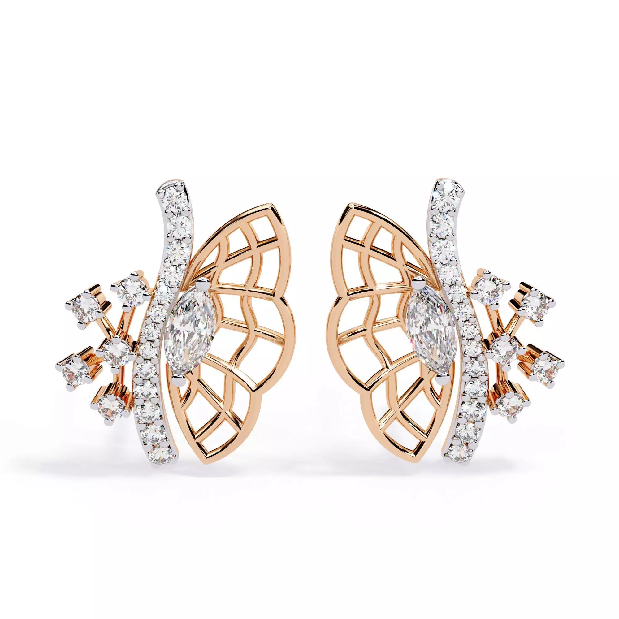 Diamond Studs Earrings 360 animation renders 3dm stl details 3D print model