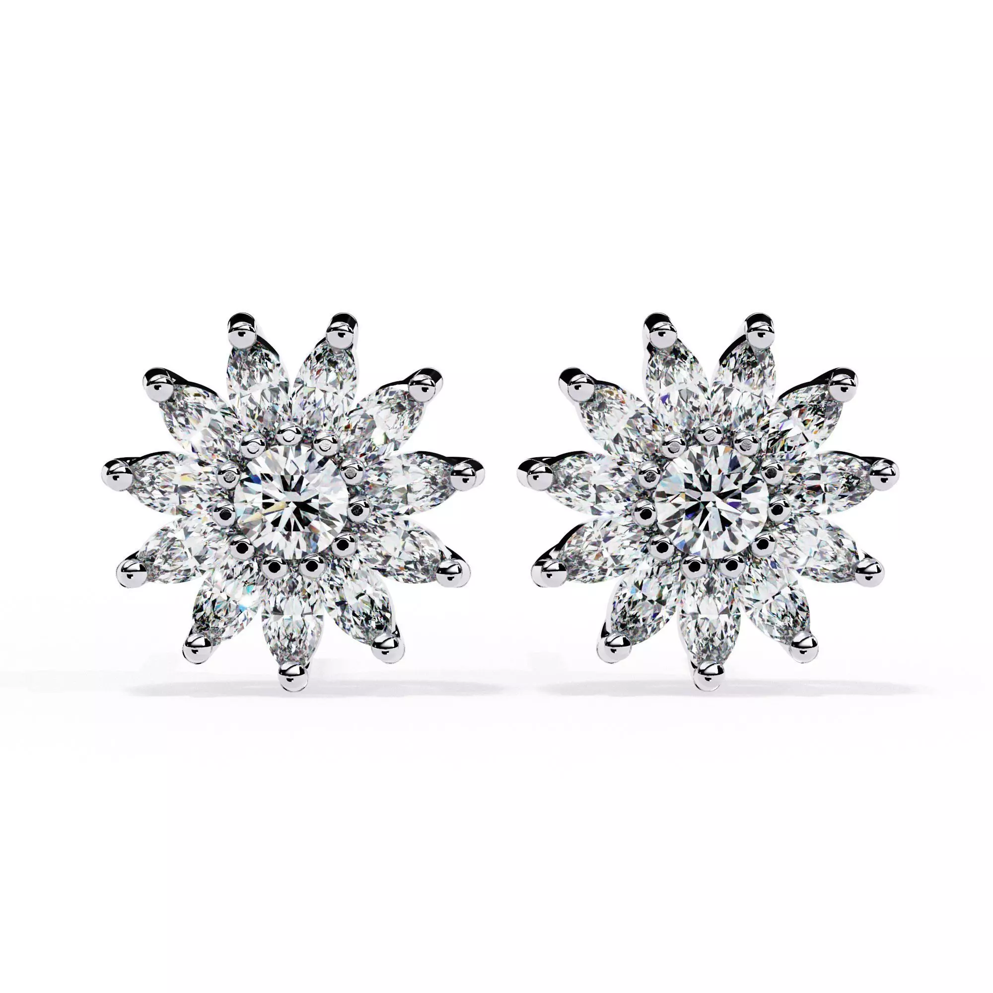Diamond Studs Earrings 360 animation renders 3dm stl details 3D print model