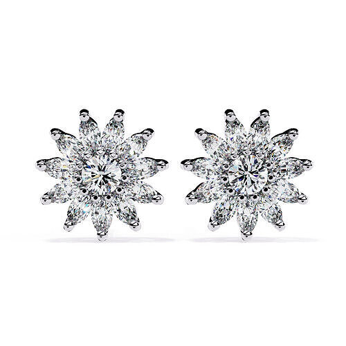 Diamond Studs Earrings 360 animation renders 3dm stl details 3D print model
