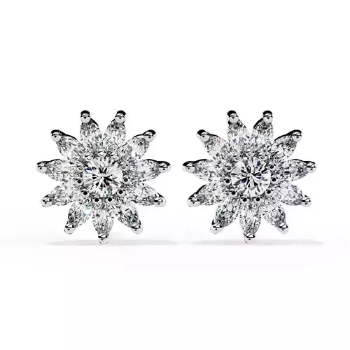 Diamond Studs Earrings 360 animation renders 3dm stl details