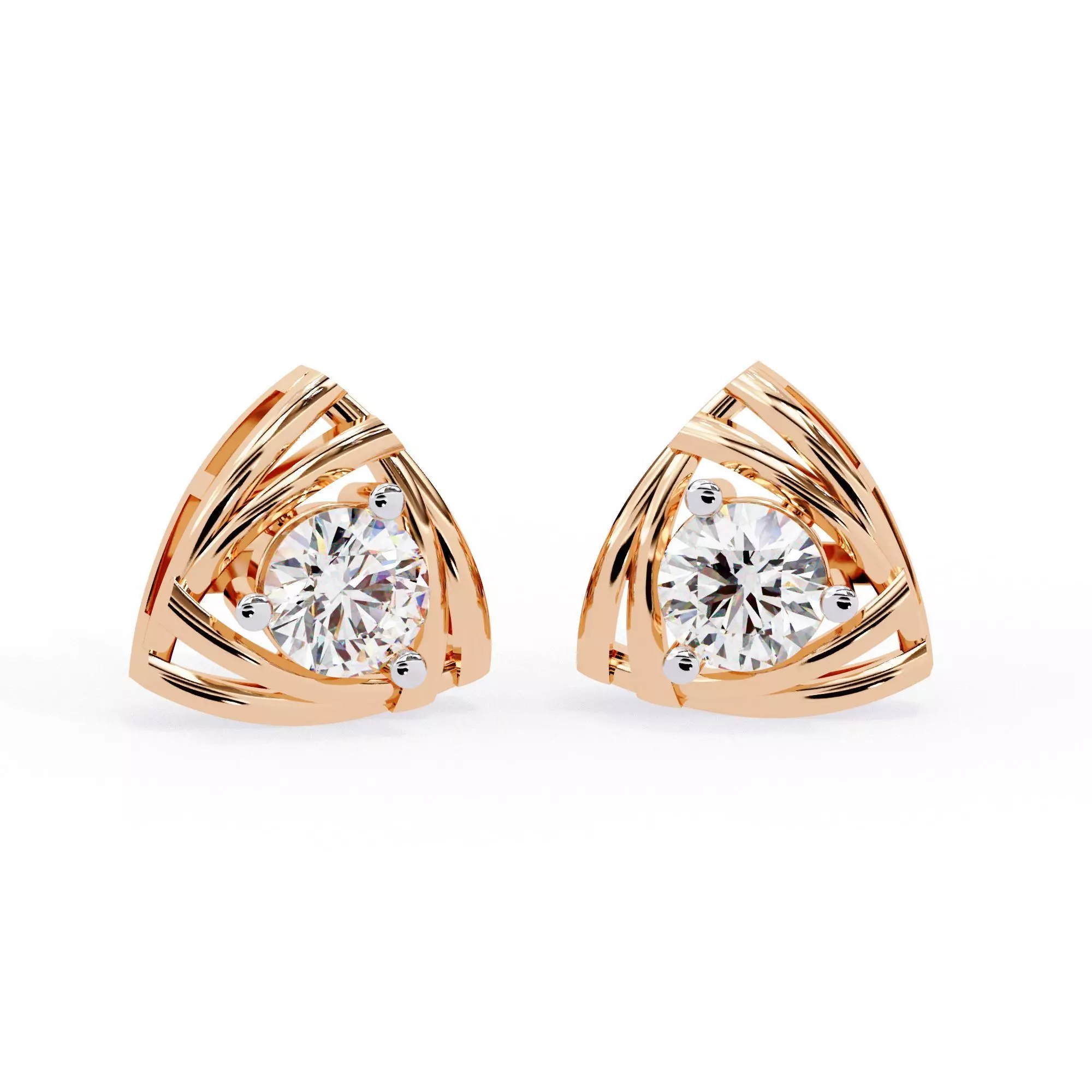 Diamond Studs Earrings 360 animation renders 3dm stl details 3D print model