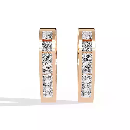 Diamond Huggies Earrings 360 animation renders 3dm stl details 3D print model