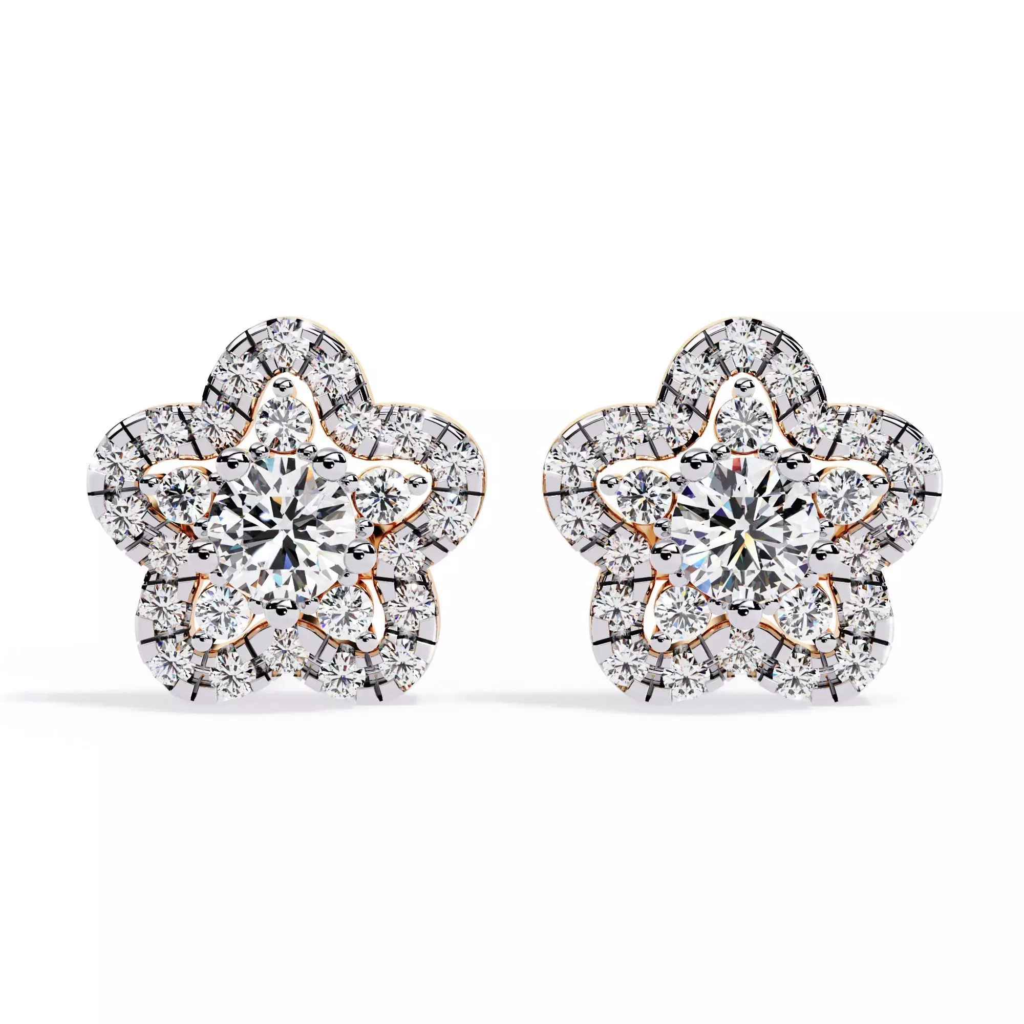Diamond Studs Earrings 360 animation renders 3dm stl details 3D print model