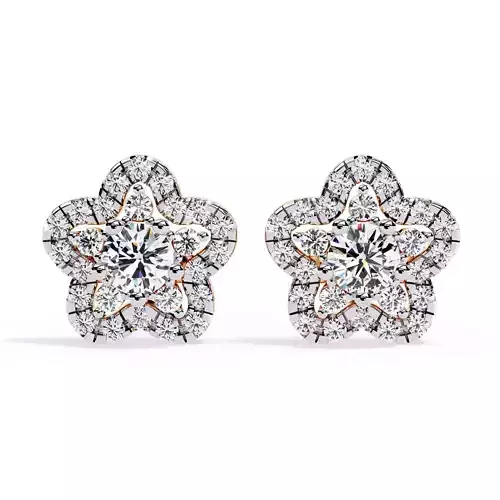 Diamond Studs Earrings 360 animation renders 3dm stl details