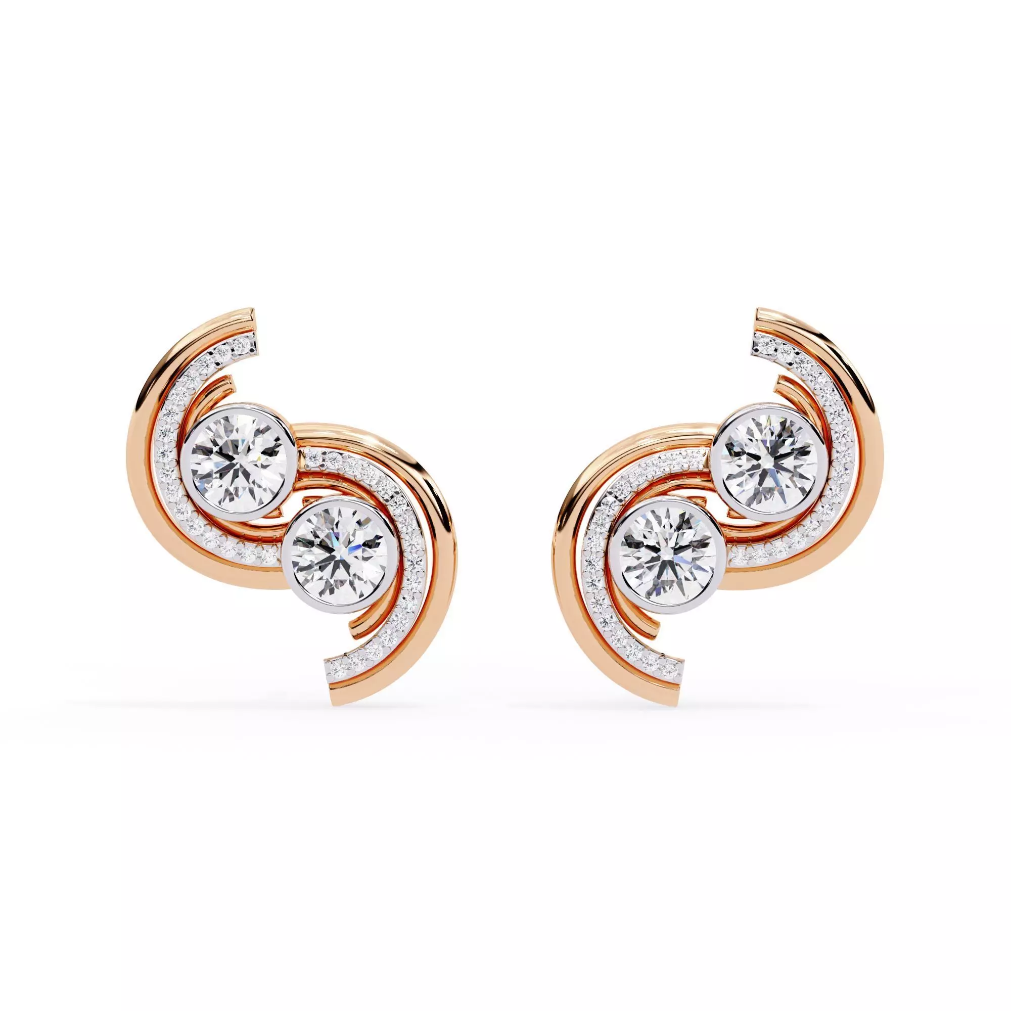 Diamond Studs Earrings 360 animation renders 3dm stl details 3D print model_0