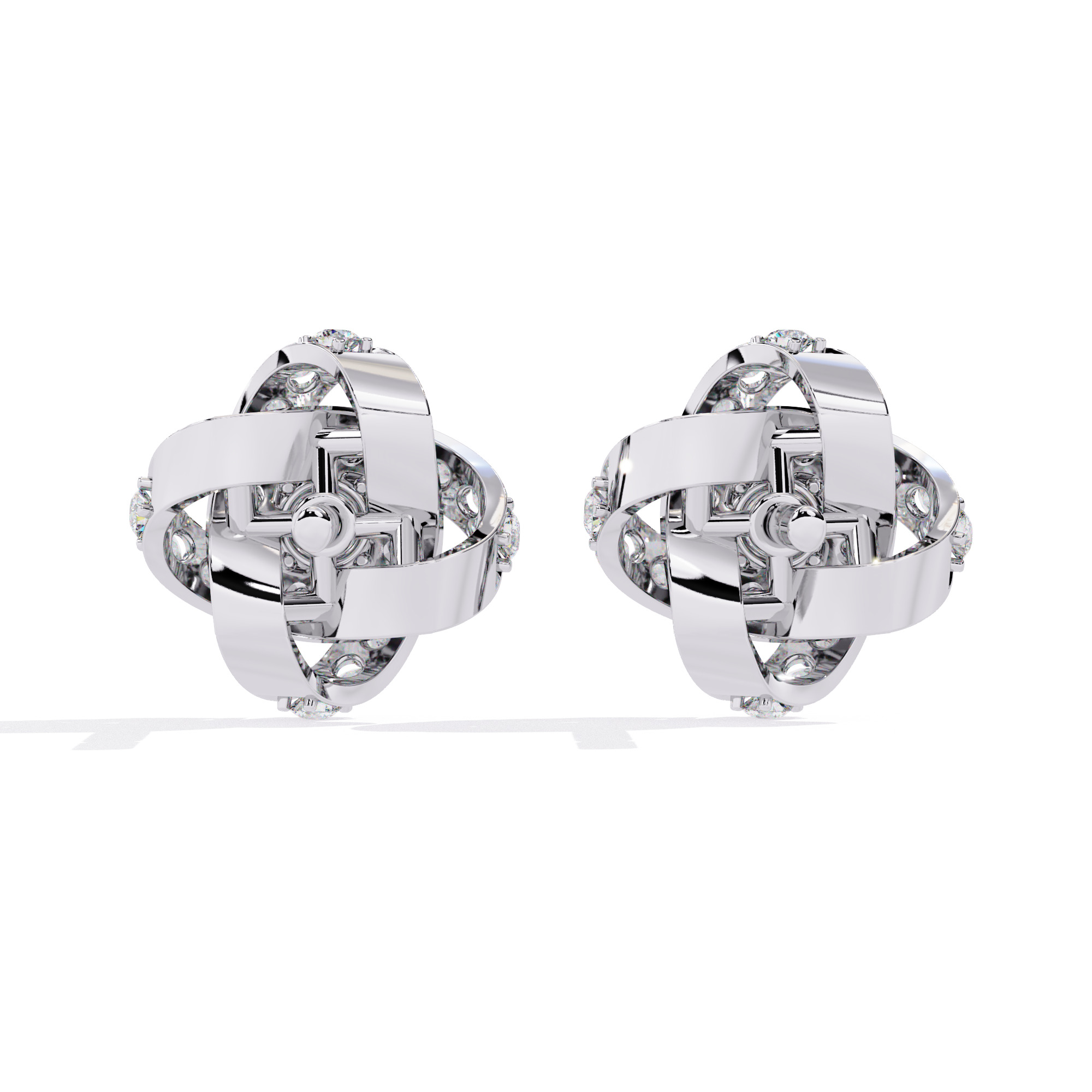 Diamond Studs Earrings 360 animation renders 3dm stl details 3D print model_12