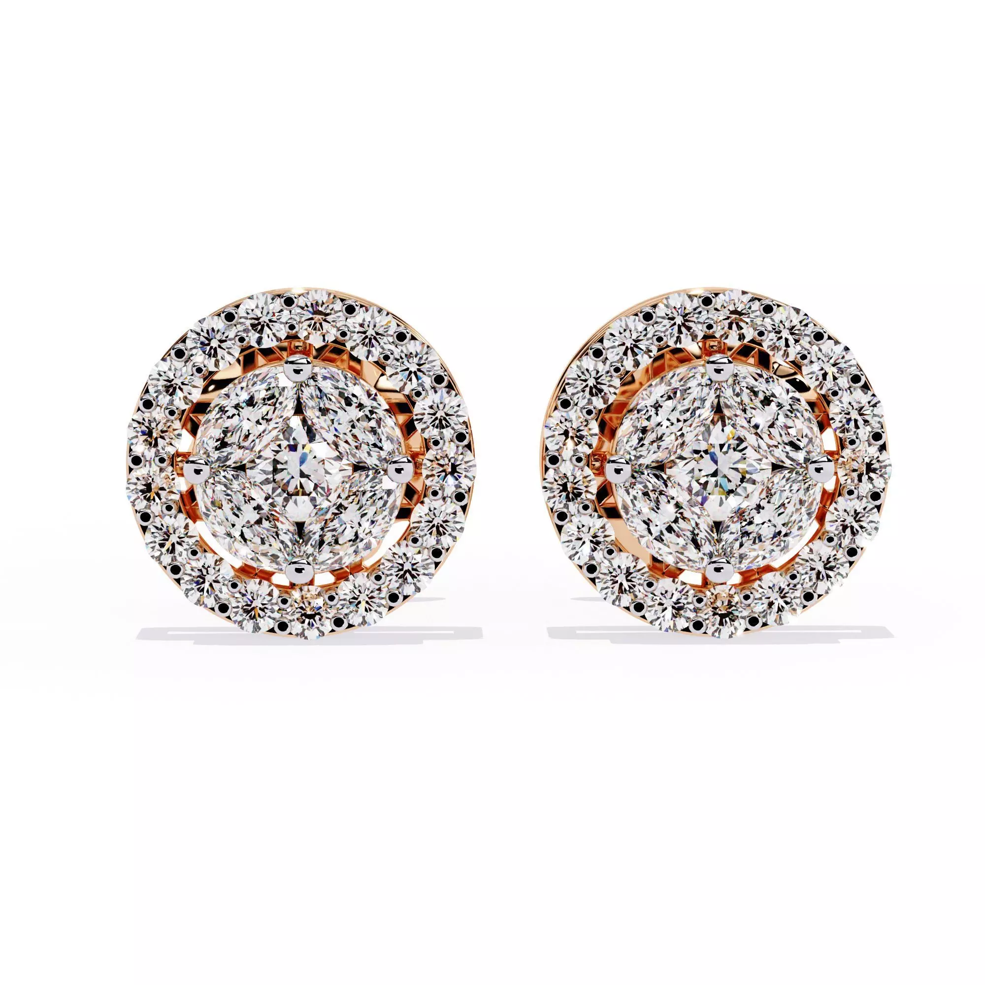 Diamond Studs Earrings 360 animation renders 3dm stl details 3D print model_0