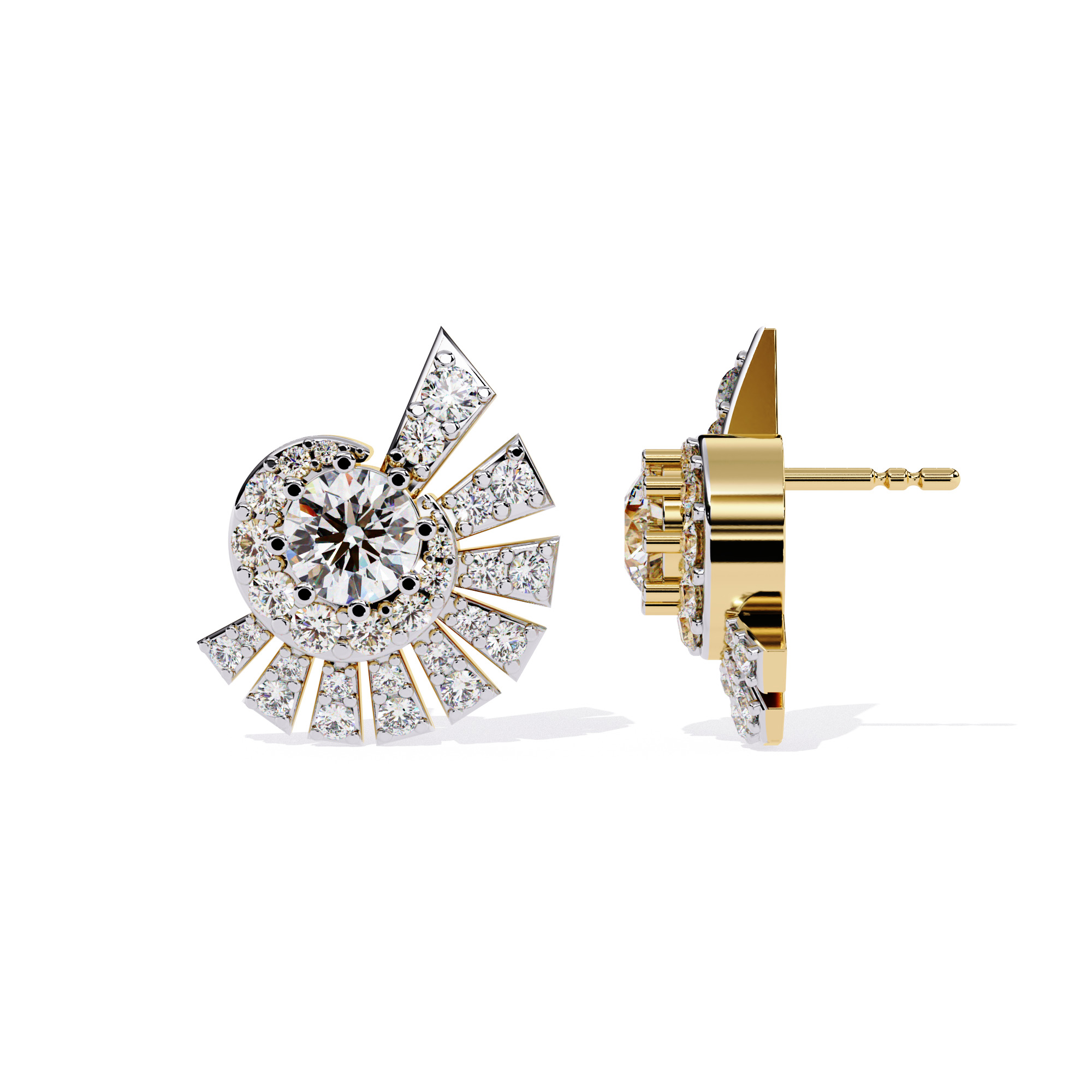 Diamond Studs Earrings 360 animation renders 3dm stl details 3D print model_9