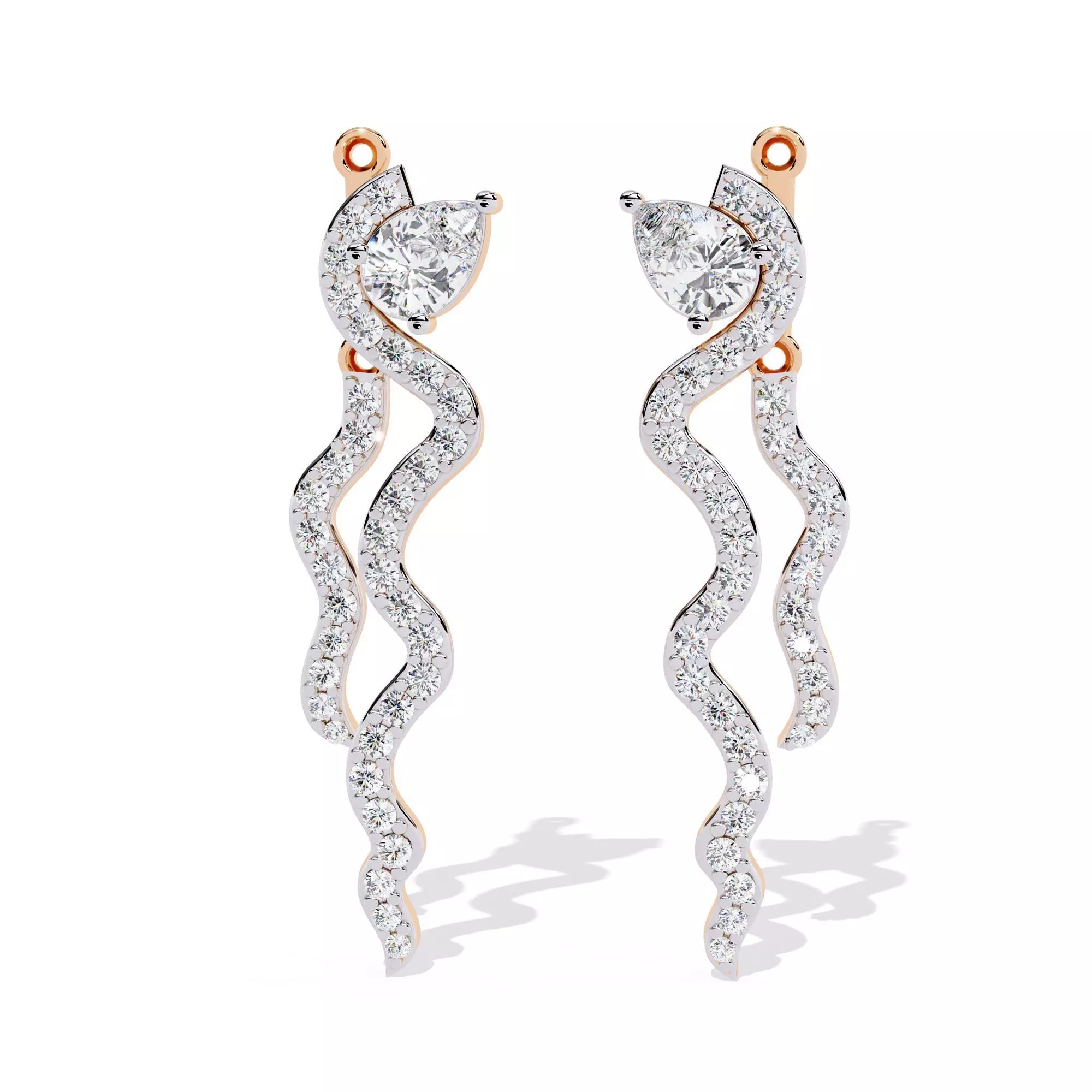 Diamond Earrings 360 animation renders 3dm stl details 3D print model