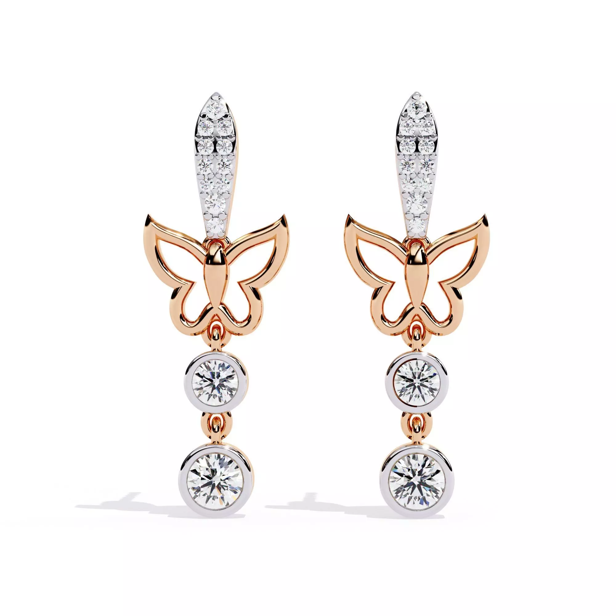 Diamond Hoops Earrings 360 animation renders 3dm stl details 3D print model