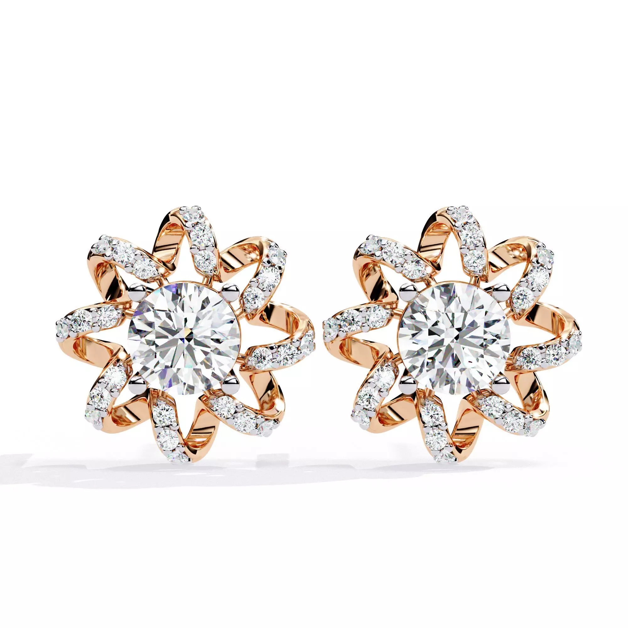Diamond Studs Earrings 360 animation renders 3dm stl details 3D print model