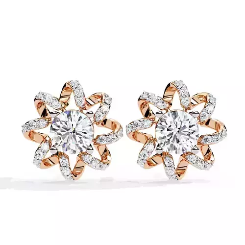 Diamond Studs Earrings 360 animation renders 3dm stl details 3D print model