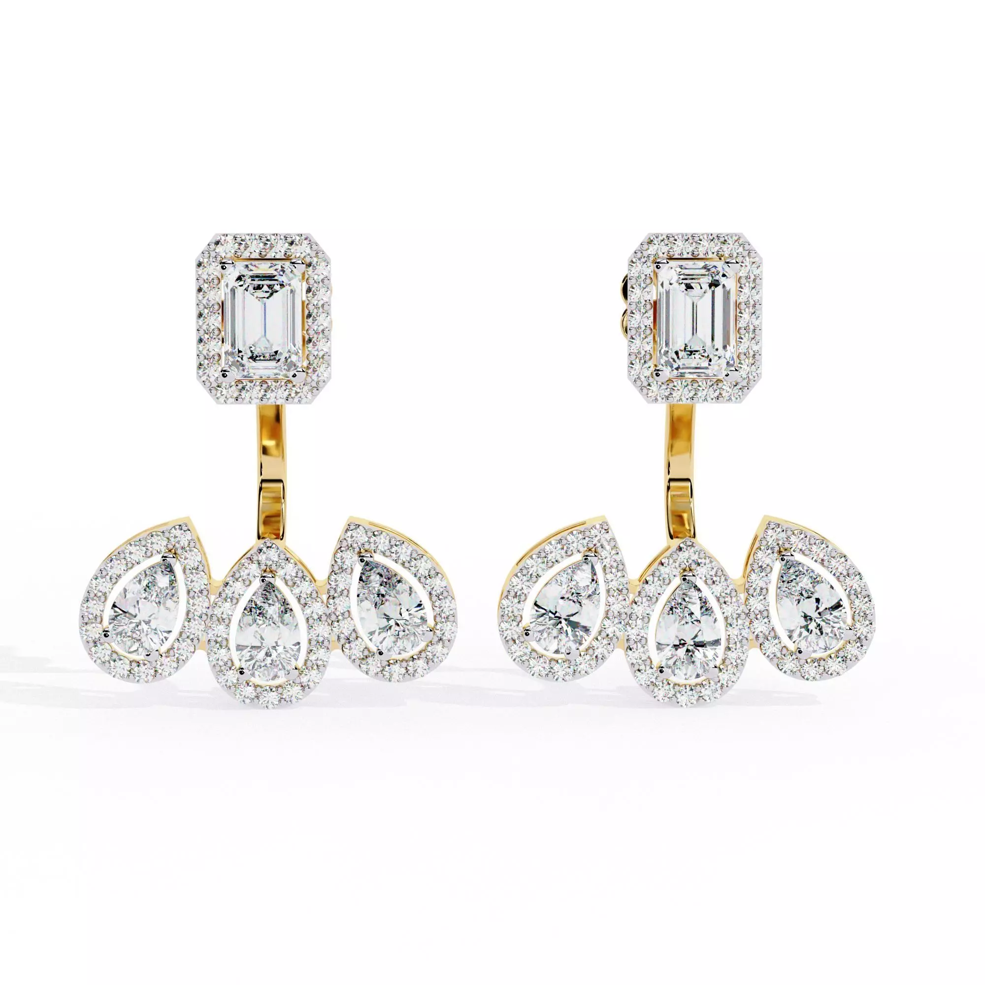 Diamond Studs Earrings 360 animation renders 3dm stl details 3D print model