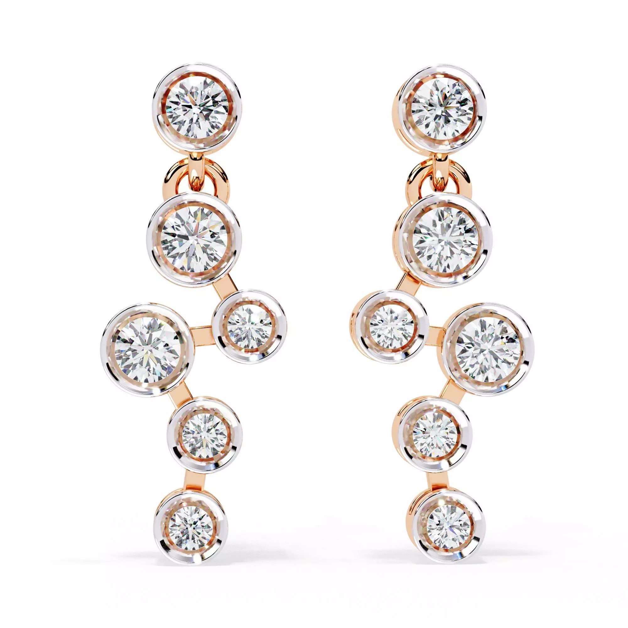 Diamond Earrings 360 animation renders 3dm stl details 3D print model