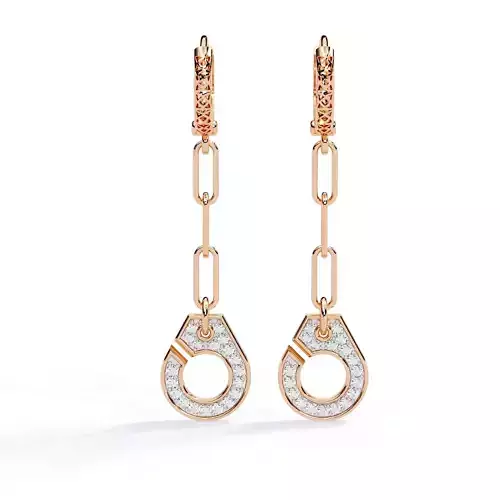 Diamond Hoops Earrings 360 animation renders 3dm stl details 3D print model
