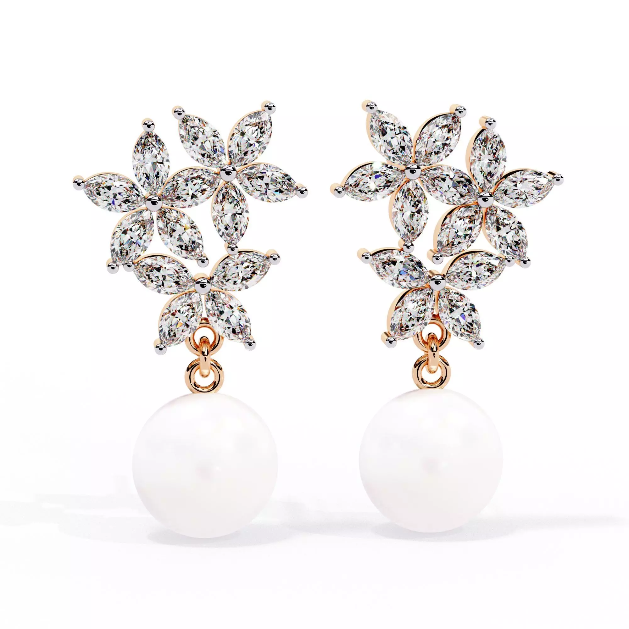 Diamond Studs Earrings 360 animation renders 3dm stl details 3D print model
