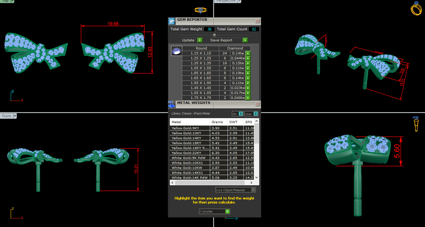 Diamond Studs Earrings 360 animation renders 3dm stl details 3D print model_4