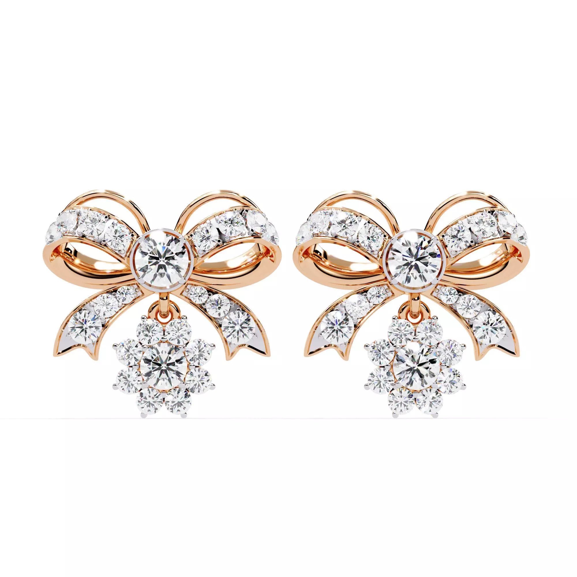 Diamond Studs Earrings 360 animation renders 3dm stl details 3D print model