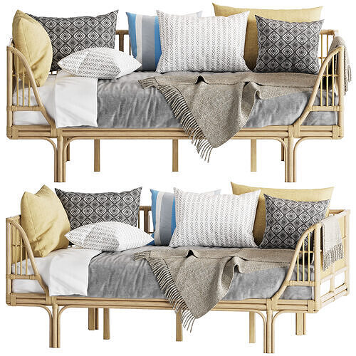 Honey Rattan Daybed Frame 3D model
