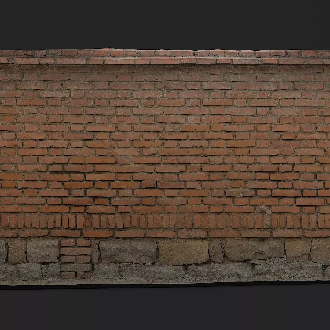 Red Brick Wall 007 3D model_0