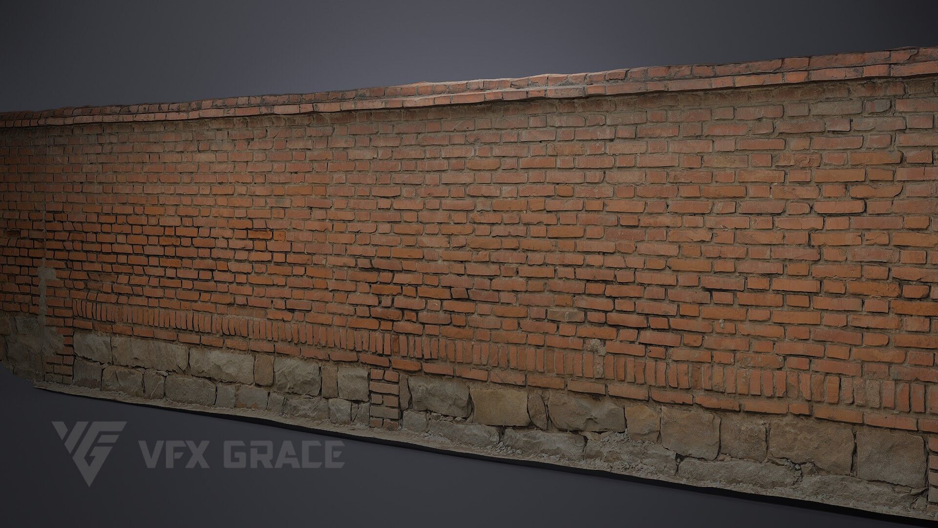 Red Brick Wall 007 3D model_3