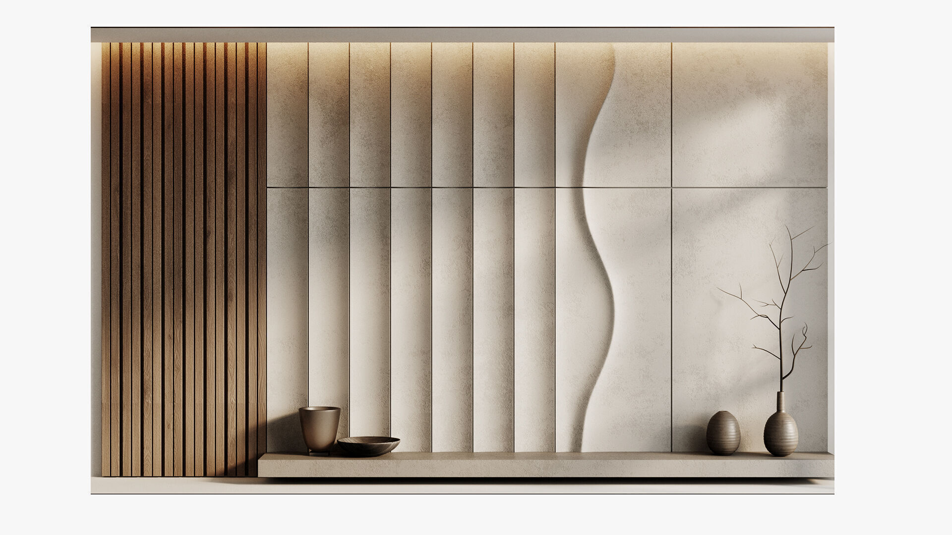 Wall Panels set 3D model_3