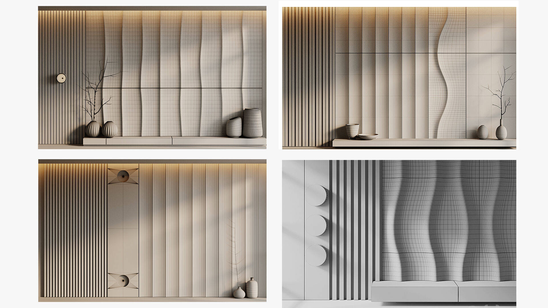 Wall Panels set 3D model_6