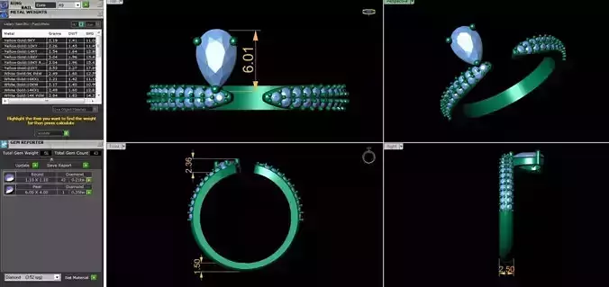 open ring with pear shape